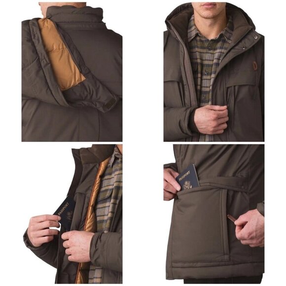 Prana Mens XXL Black Olive Heather Long Sleeve Down Puffer Jacket Novad Path NWT - Picture 5 of 16